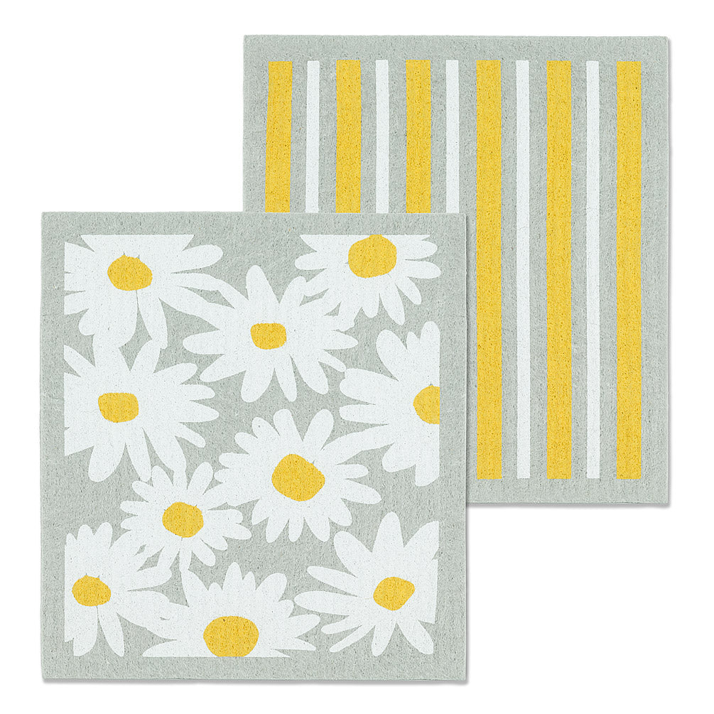 daisies & stripes dishcloths, set of 2