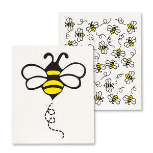 allover bees dishcloths, set of 2