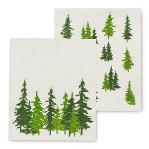 evergreen forest dish cloths, set of 2