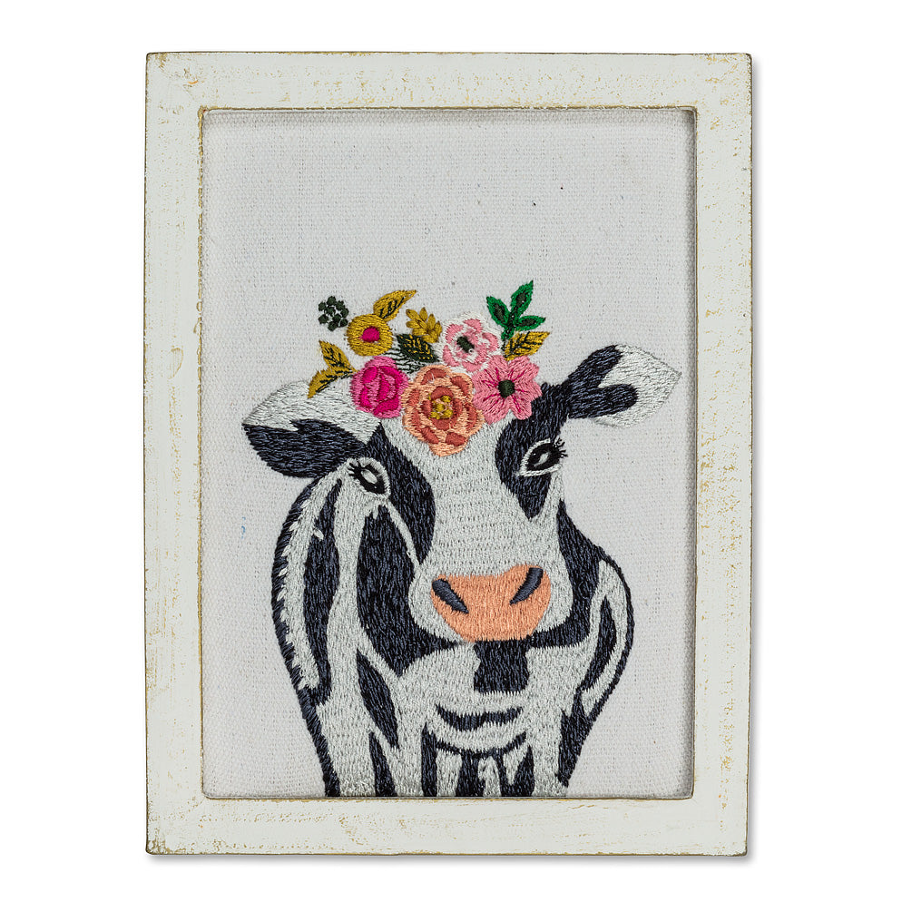 large cow with flowers wall art