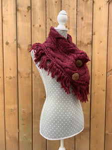 button up fringe scarf - red